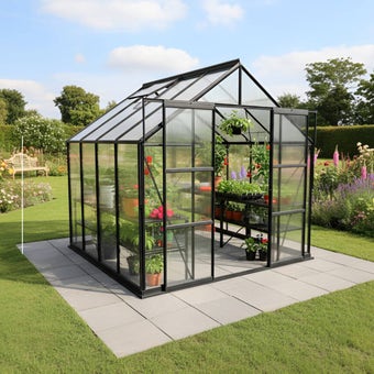 The Vitavia Phoenix Low Threshold Greenhouse-8ft x 8ft-Black-Polycarbonate (Opaque)