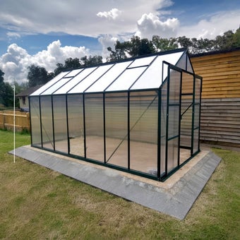 The Vitavia Phoenix Low Threshold Greenhouse - 8ft x 14ft Green finish - Polycarbonate