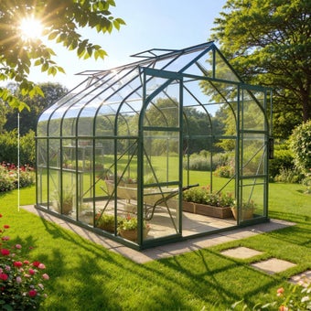 The Saturn 8ft x 14ft Green Finish - Toughened Glass