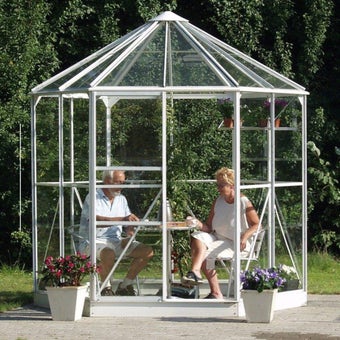 The Vitavia Hera Garden Room Horticultural Glass Silver 8ft x 7ft