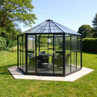 The Vitavia Hera 12ft x 11ft Black - Toughened Glass