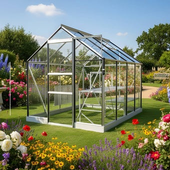 The 6ft x 8ft Silver Finish - Toughened Glass