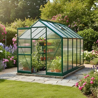 6ft x 10ft Vitavia Apollo Greenhouse Green Finish - Polycarbonate Glazing