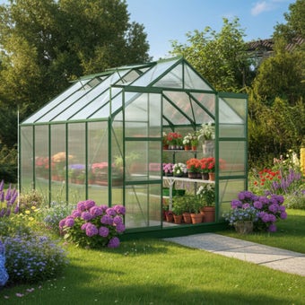 The Vitavia Jupiter 8ft x 10ft Green Finish - Polycarbonate**