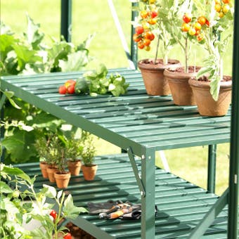 Vitavia Aluminium 2 Tier Green Slatted Greenhouse Staging 4ft