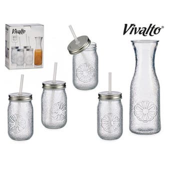 Set of Glass Jars With Straws