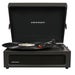 Voyager 2-Way Bluetooth Record Player in Black with Built-In Speakers, 3-Speed Turntable, Pitch Control, RCA Output, Headphone Jack, Aux-In – Retro Portable Vinyl Player