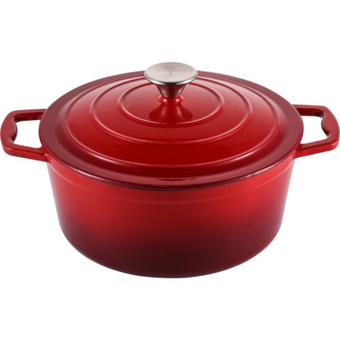 Steelex Red Round Oval Cast Iron Casserole 20cm - 2.7L