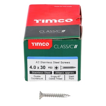 Timco Stainless Steel Screws 4.0 x 30 - Box of 200