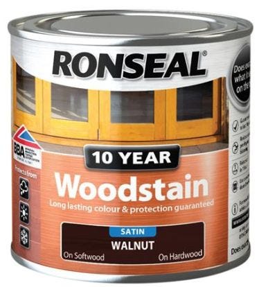 Ronseal Satin 10 Year Woodstain - Walnut 250ml