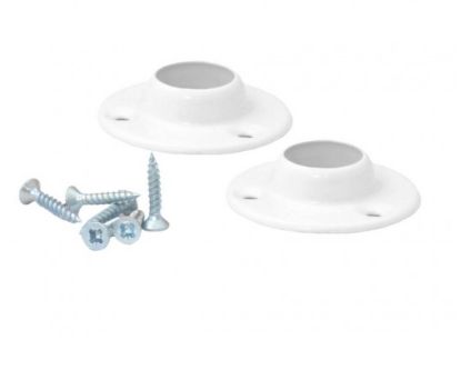 White Wardrobe Rod Socket - 19mm (3/4'')