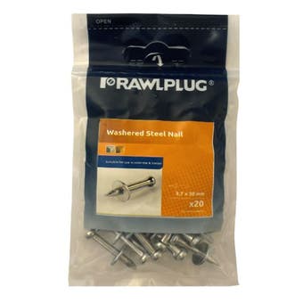 Rawlplug Washered Steel Nail 3.7 x 30mm - Pack of 20