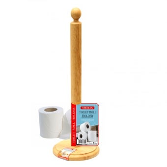 Steelex Wooded Upright Toilet Roll Holder