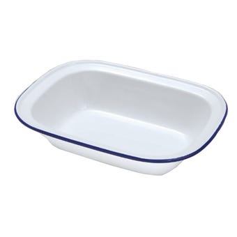 Falcon Oblong White / Blue Pie Dish - 28cm