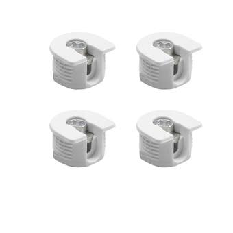 Amig White Plastic Side Connector Fitting - Pack Of 4