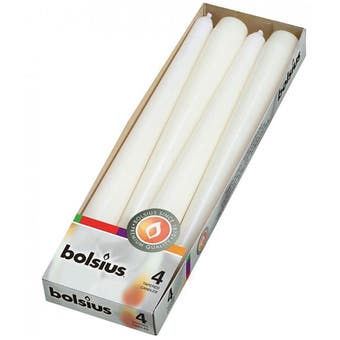 Pointed White Candles - Pack of 4