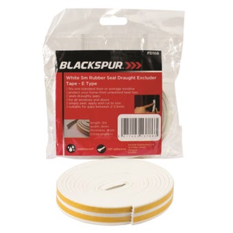 White 5M Rubber Seal Draught Excluder Tape - E Type