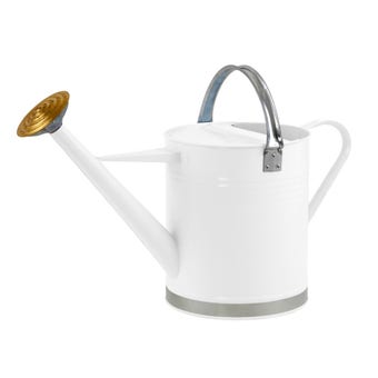 Ambassador Oval White Galvanised Watering Can - 5L