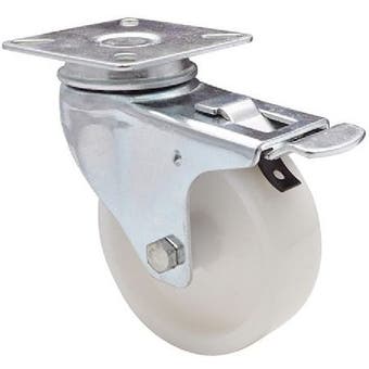 Castor Swivel Locking White 75mm - 60kg