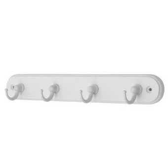 4-Hook Mini White Rack - Wooden Board