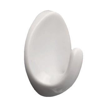 White Large Self Adhesive Oval Hook - Pack of 2