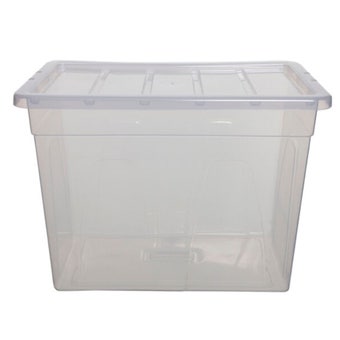 Whitefurze 64 Litre Clear Storage Box – Heavy Duty I 56cm
