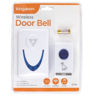 Kingavon Wireless Doorbell 80m Range, 38 Chimes I Easy No-Wire Installation (Battery Included)