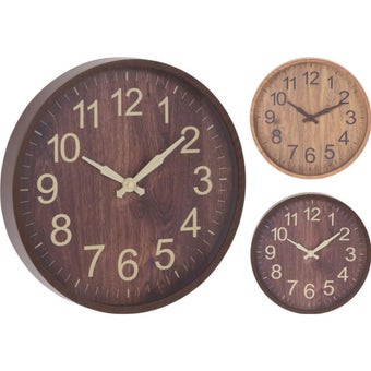 Wood Effect Wall Clock 30cm - 2 Assorted Tones