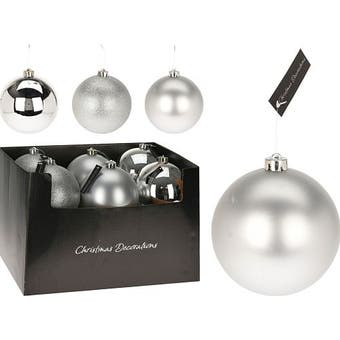 Christmas Baubles Decorations 140mm - Silver