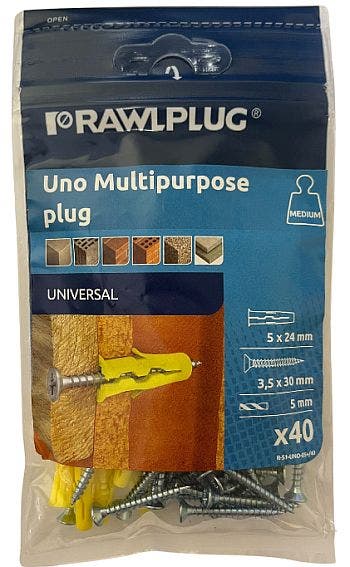Rawlplug Uno Multipurpose Plug - Pack of 40