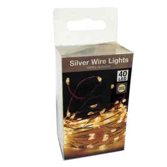 Silver Wire Warm White Lights - 40 LED