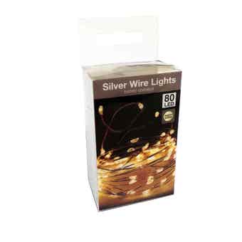 Silver Wire Warm White Lights - 80 LED