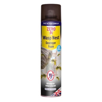 Zero In Wasp Nest Killer Foam Spray 300ml Aerosol Fast Acting Insecticide for Indoor and Outdoor Nest Control
