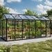 Zeus 11900 Greenhouse Black Frame with Tough Glass Sides & Polycarbonate Roof 8ft x 15ft | Semi-Professional Hobby Greenhouse