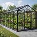 A Range of Zeus 15700 Greenhouse Black Frame with Tough Glass Sides & 10mm Polycarbonate Roof 8ft x 20ft | Semi-Professional Hobby Greenhouse At Lenehans with next day delivery nationwide