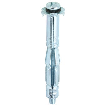 Zinc Metal Cavity Wall Anchors M5 x 65mm with 70mm Screws for Heavy Duty Hollow Wall Fixing - 6 pieces